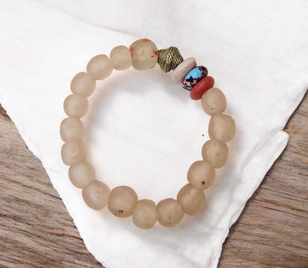 "Dzɔlɔ"- One of a Kind Bracelet-Light Pink