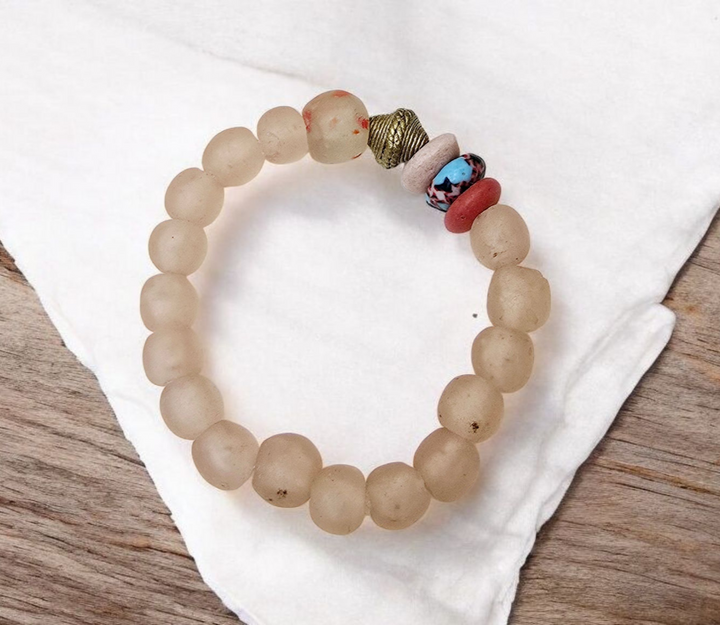 "Dzɔlɔ"- One of a Kind Bracelet-Light Pink