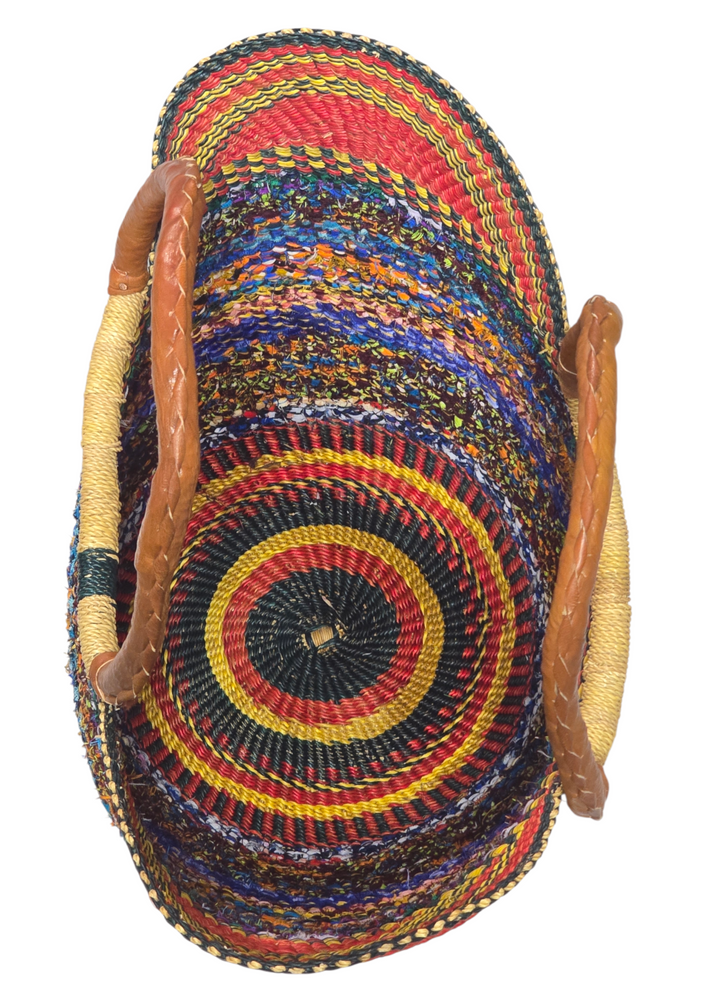 Bolga Basket with Ankara Accent – Handwoven & Upcycled-ORG