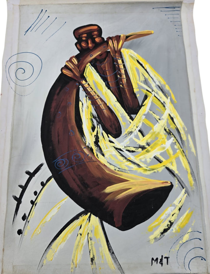 Melody of the Ancestors|Handcrafted Ghanaian Musician Painting