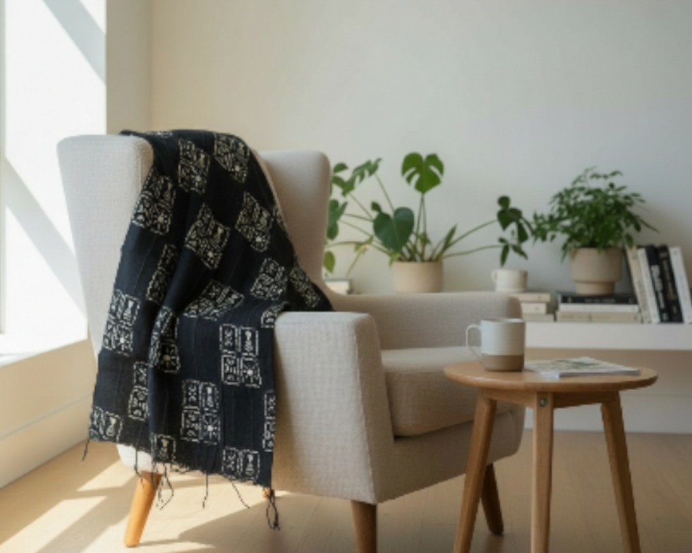 Fair Trade Bogolan Textile – Hand-Painted African Fabric for Sustainable Home Décor