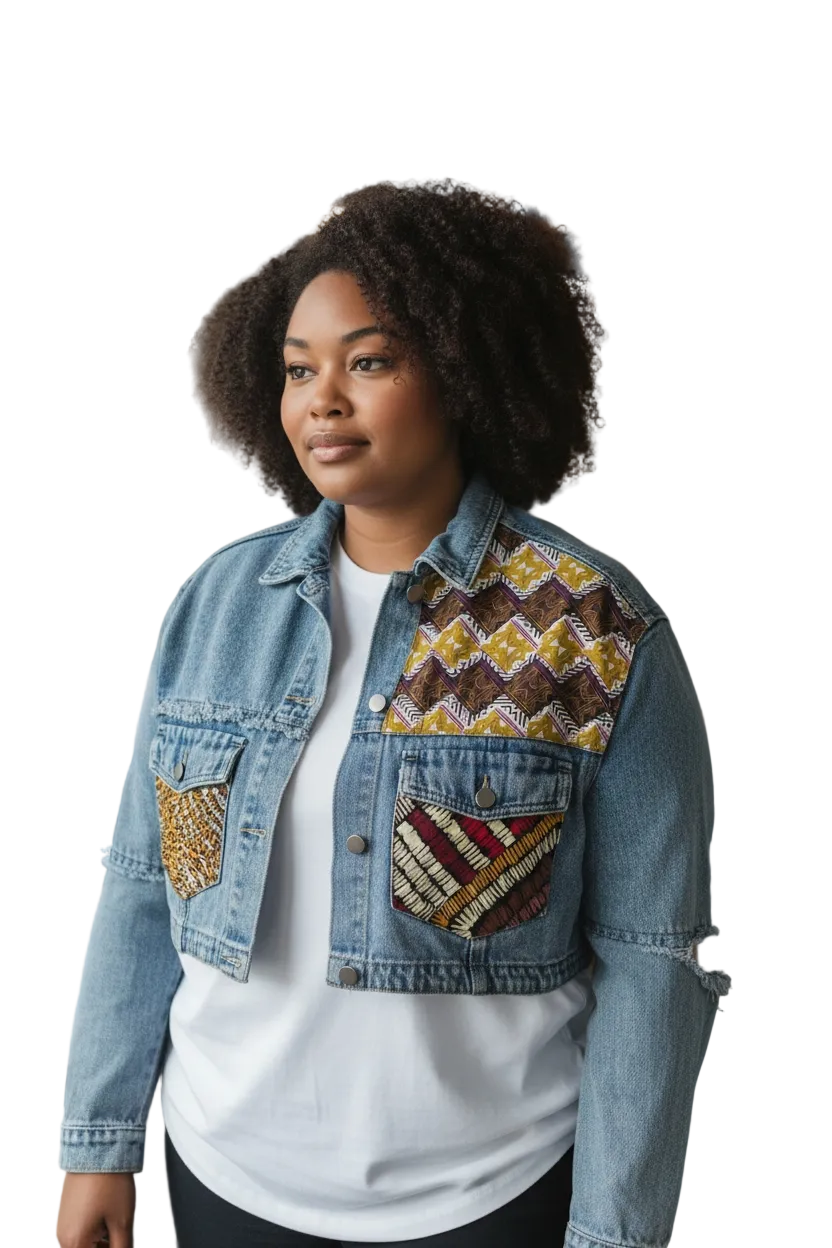Naa Ayeley -Denim Fusion Upcycled Jacket