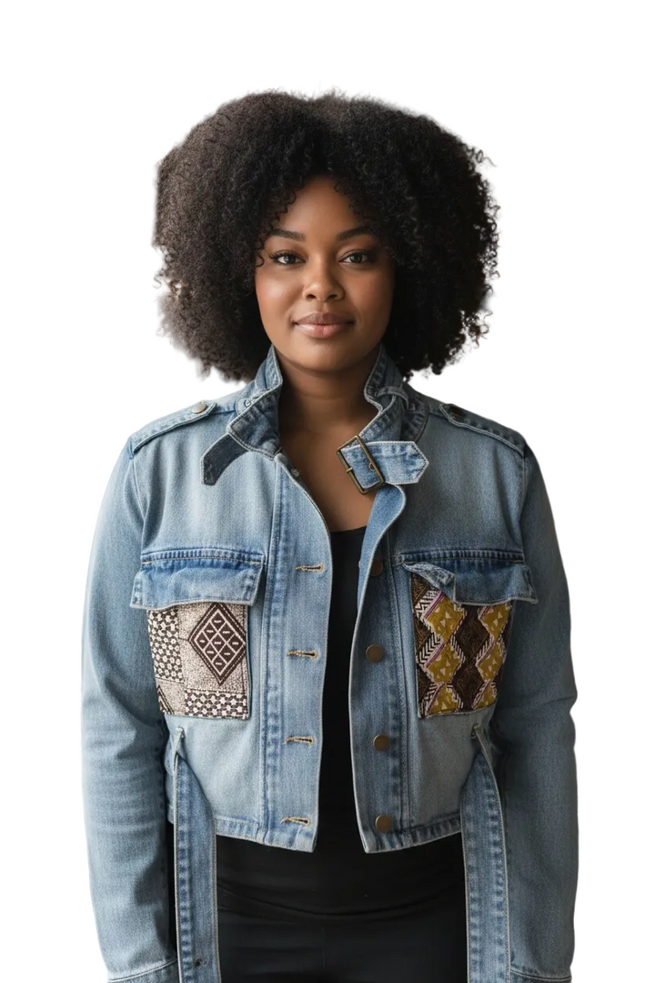 Sankofa-Denim Fusion Upcycled Jacket