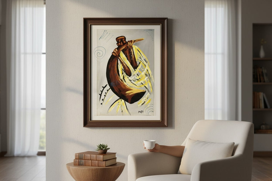 Melody of the Ancestors|Handcrafted Ghanaian Musician Painting