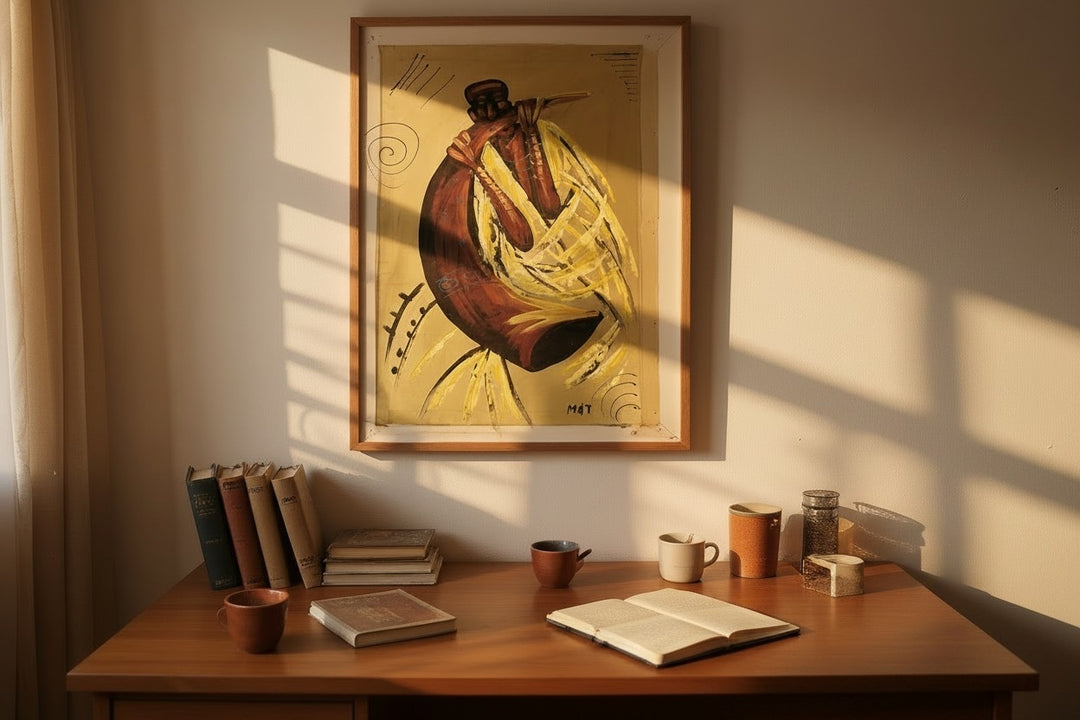 Melody of the Ancestors|Handcrafted Ghanaian Musician Painting