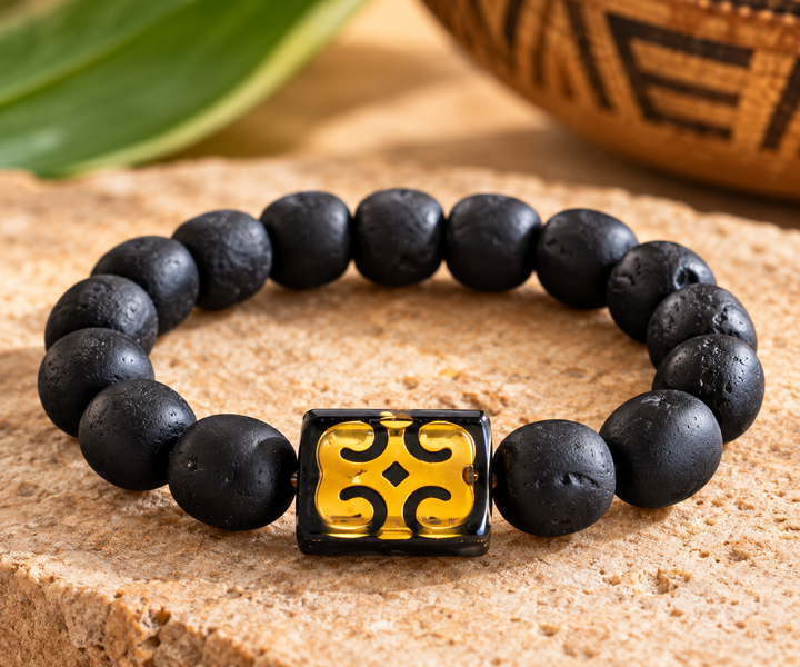 EcoAdinkra Dwennimmen Bracelet | Recycled Glass Beads – Handmade in Ghana